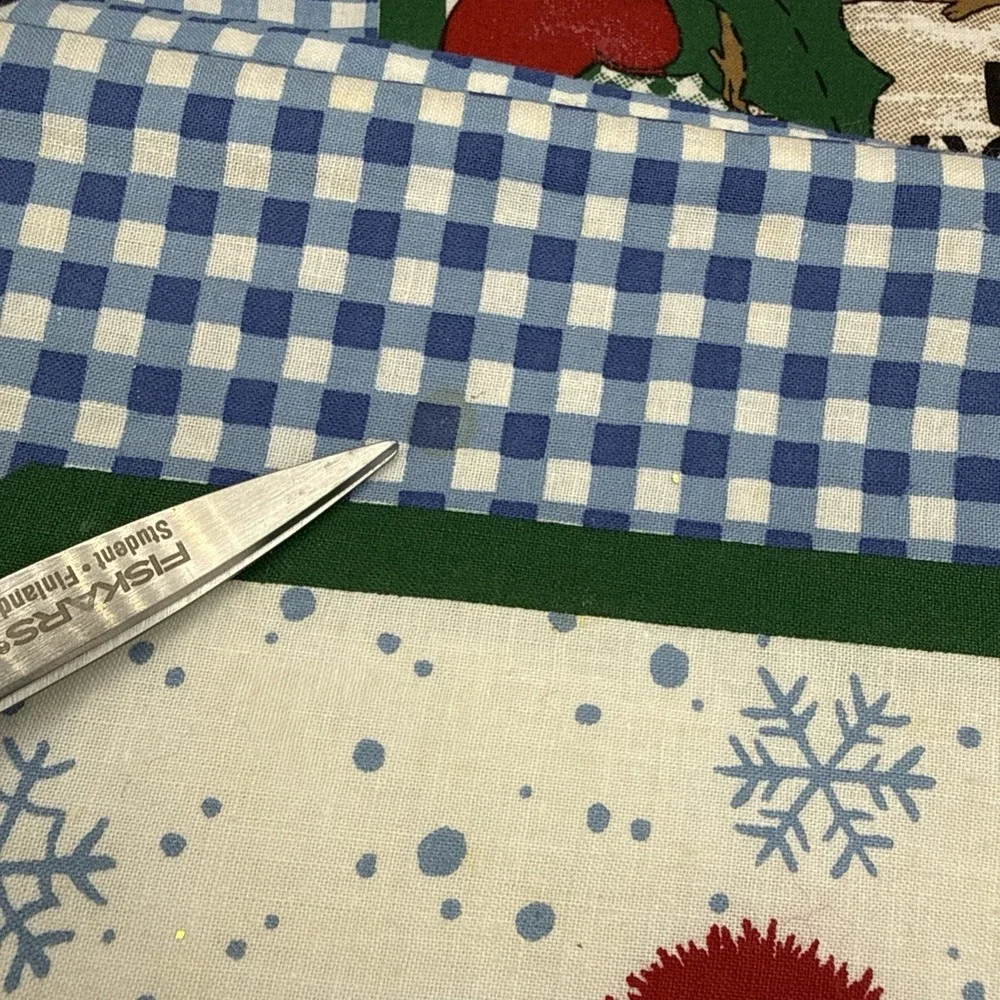 Vintage Quilted Placemats (4) Bear Blue Border B&D Cottage Core Christmas